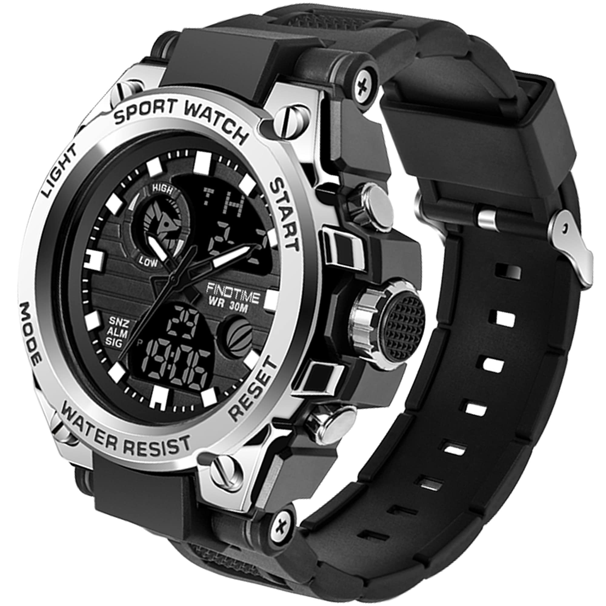 Findtime Mens Military Watch Outdoor Sports Electronic Watch Tactical Army Wristwatch LED Stopwatch Waterproof Digital Analog Watches